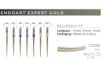 Limes de r&eacute;ciprocit&eacute; Endoart Expert Gold M&eacute;moire de forme