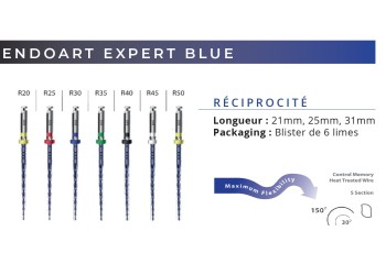 Limes de r&eacute;ciprocit&eacute; Endoart Expert Blue M&eacute;moire de forme